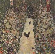 Gustav Klimt Garden Path with Chickens (mk20) oil painting picture wholesale